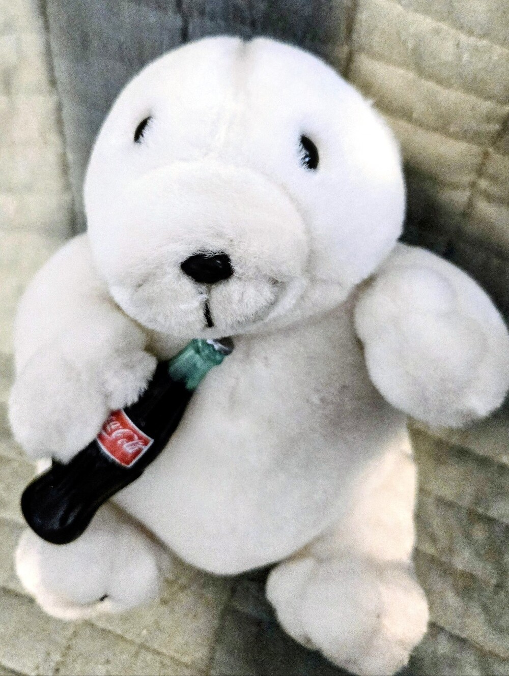 Adorable 1993 Coca Cola Plush Polar Bear Holding A Coke